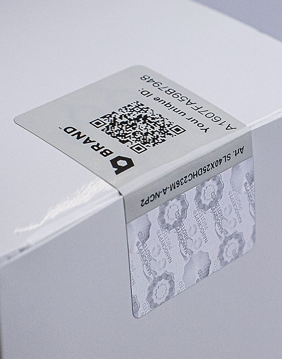 Barcode Security Labels / Smartlabels 40x25mm (Design A) with Nanocrypt® Hologram