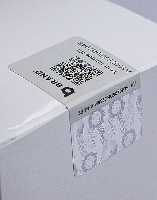 Barcode Security Labels / Smartlabels 40x25mm (Design A) with Nanocrypt® Hologram