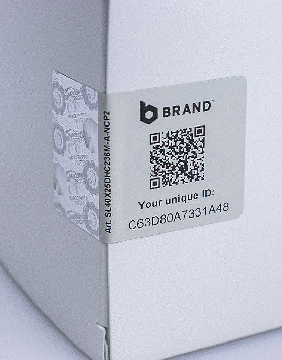 Barcode Security Labels / Smartlabels 40x25mm (Design A) with Nanocrypt® Hologram