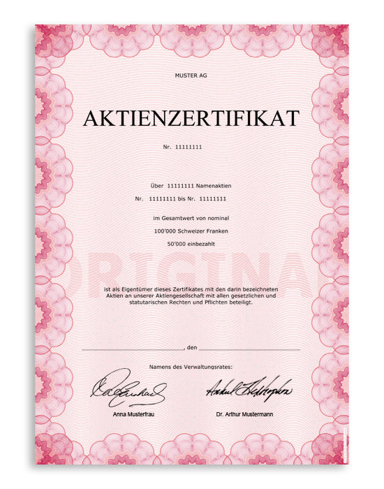 Form on Security Paper DIN A4, Sujet C “Baroque”, various colors