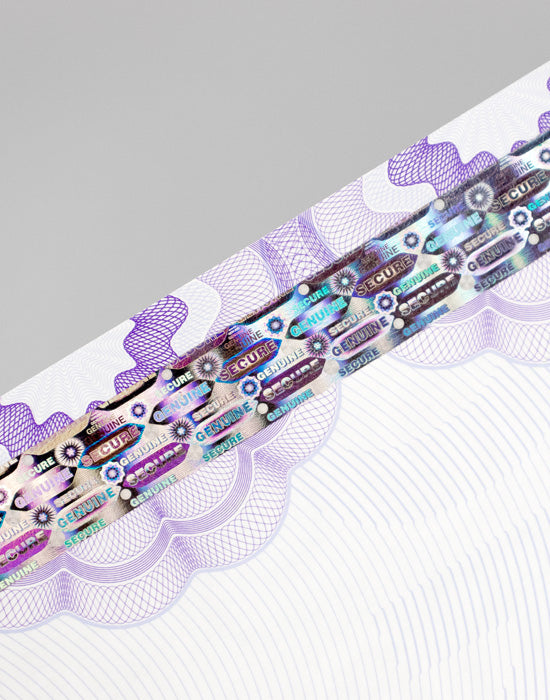 Form on Security Paper DIN A4, Sujet C “Baroque”, with security hologram (OVD)